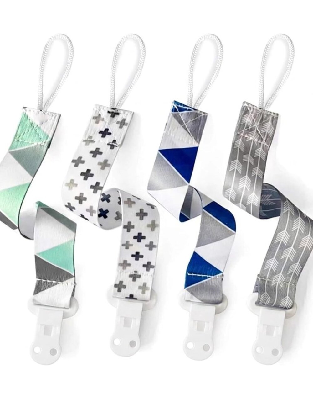 Baby Pacifier Clips Solid Color, 4 Pack Universal Holder Leash for Boys and Girl